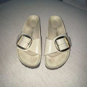 Birkenstock Women's Madrid Big Buckle Sandals in High Shine Oyster